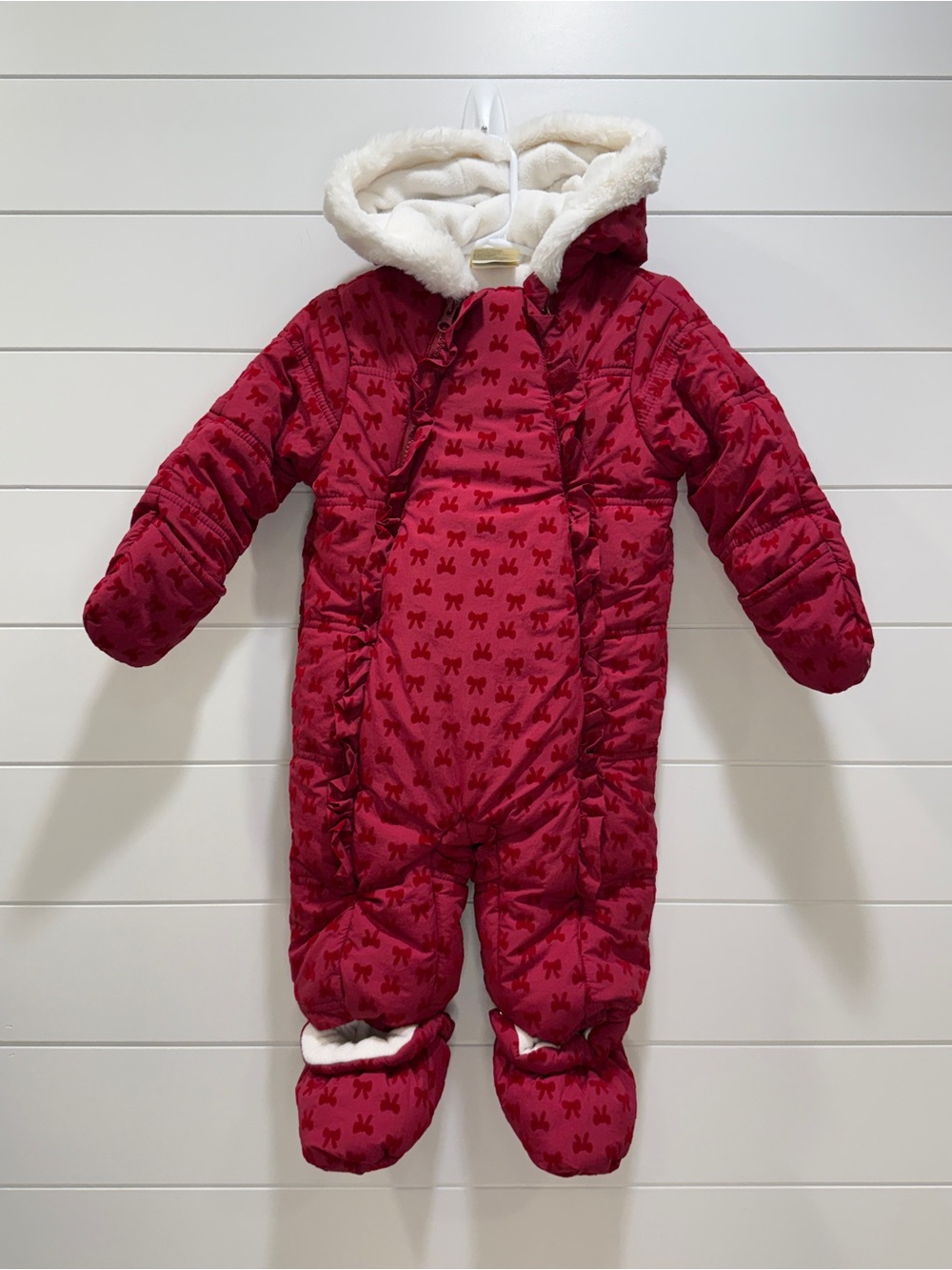 First Impressions Burgundy Plush-Lined One-Piece Snowsuit